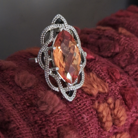 NICKY BUTLER 925 Sterling Silver Honey Quartz 5.9 Carat Marquise Size 7 Ring NWT - Picture 2 of 16